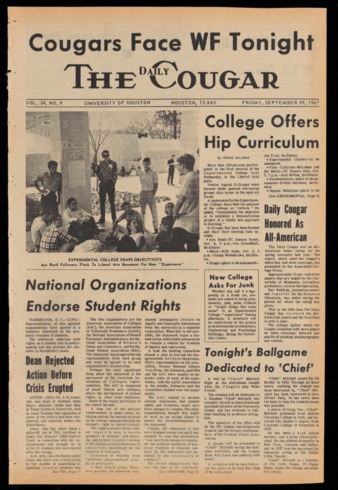 The Daily Cougar. Vol. 34, No. 9, September 29, 1967.