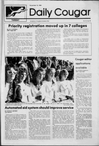 The Daily Cougar. Vol. 51, No. 44, November 13, 1984.
