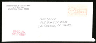 Envelope addressed to Fritz Leiber