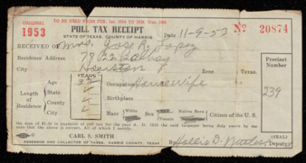 Poll Tax Receipt, Mary F. Lopez