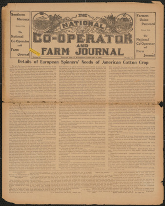 The National Co-Operator and Farm Journal, Vol. 29, No. 17, February 5, 1908