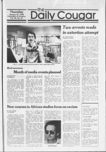 The Daily Cougar. Vol. 49, No. 61, January 27, 1983.