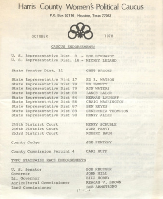 Harris County Women's Political Caucus, October 1978