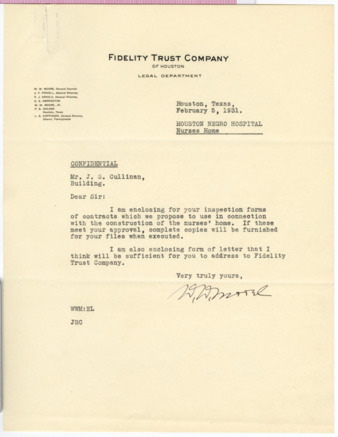 Letter from W. W. Moore to J. S. Cullinan, 1931 February 5
