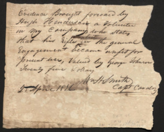 Voucher for rifle lost during the Battle of San Jacinto