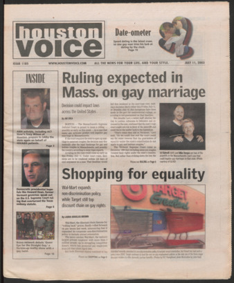 Houston Voice, No. 1185, July 11, 2003