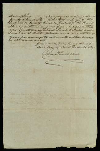 Marriage license for Jacob C. Kuhn and Lucinda Butler Johnson