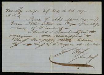 Receipt for purchase from McGaffey