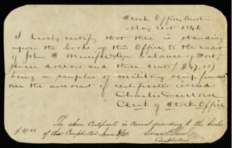 Note from Charles DeMorse regarding $47.03 credit of John S. Menissee & Co.