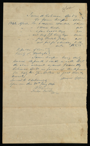 Bill from James Cooper to James H. Coleman