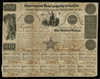 Republic of Texas Government Bond to Charles DeMorse