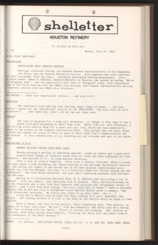 Shelletter, No. 131, July 22, 1963