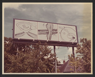 Photos of Hood drawings on a billboard as part of Houston National Bank's "The Larger Canvas" project