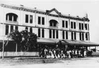 People in front of the San Leon Motel