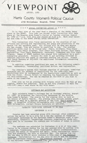 Viewpoint: Harris County Women's Political Caucus, August 1982