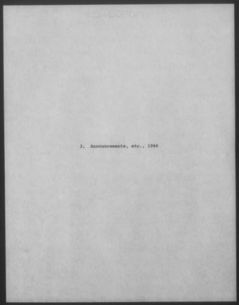 Mary Myart Malott Announcements, Clippings, Catalogues, 1966