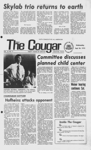 The Daily Cougar. Vol. 40, No. 14, September 26, 1973.