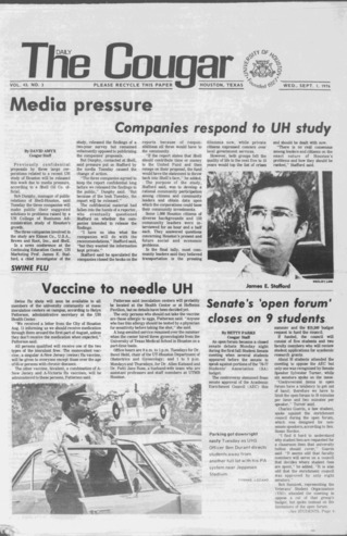 The Daily Cougar. Vol. 43, No. 3, September 1, 1976.