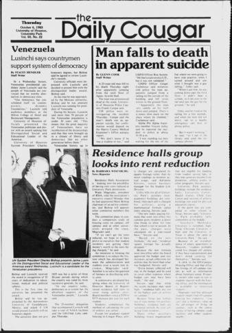 The Daily Cougar. Vol. 50, No. 22, October 6, 1983.
