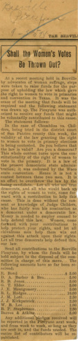 Shall the Women's Votes Be Throwon Out?, Beeville Picayune, September 25, 1918