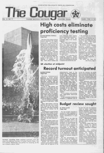 The Daily Cougar. Vol. [43], No. 77, February 24, [1977].