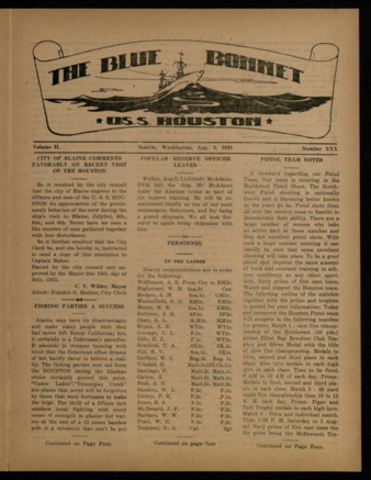 The Blue Bonnet, Vol. 2, No. 30, August 3, 1935
