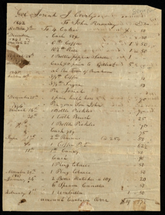 Bill from John Ramsey to Josiah Crosby