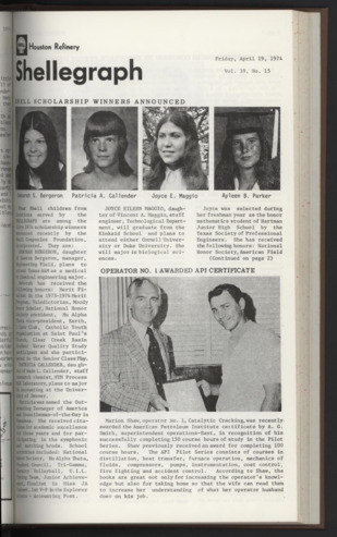 Shellegram, Vol. 39, No. 15, April 19, 1974