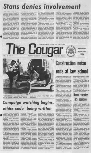 The Daily Cougar. Vol. 40, No. 84, April 19 - 21, 1974.