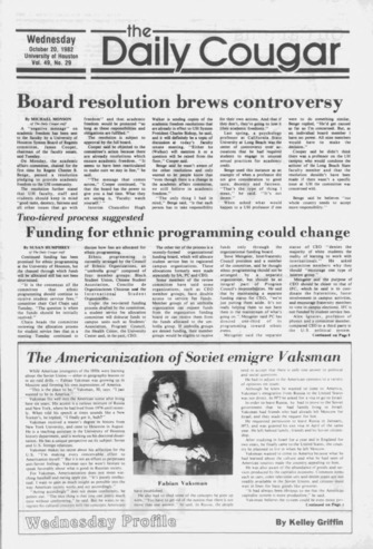 The Daily Cougar. Vol. 49, No. 29, October 20, 1982.
