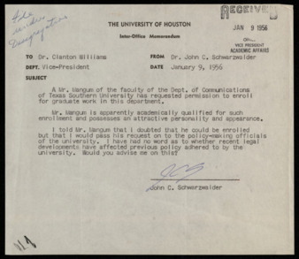 Correspondence between Rachael D. Gardner and Clanton W. Williams, concerning special education courses