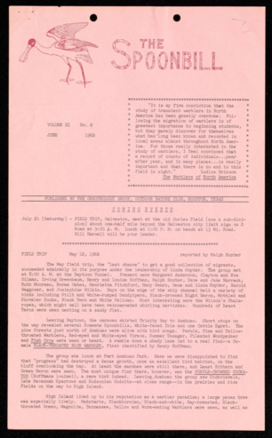 The Spoonbill, Vol. 11, No. 2, June 1962