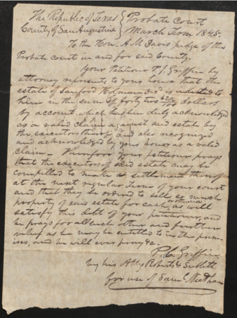 Petition submitted to the Probate Court