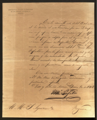 Letter from Martin Perfecto de Cos, the Governor of Texas