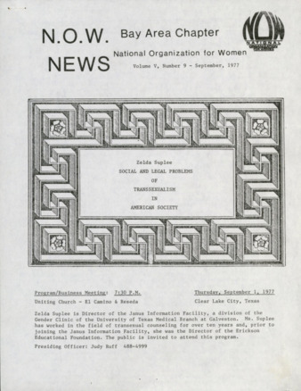 NOW News Bay Area Chapter, Vol. 5, No. 9,  September 1977