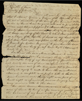 Transfer of land from Macimo Garcia to Medard Menard