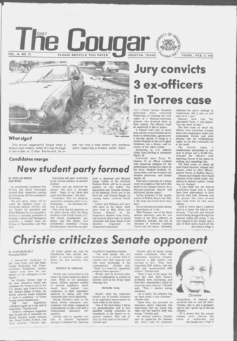 The Daily Cougar. Vol. 44, No. 72, February 9, 1978.