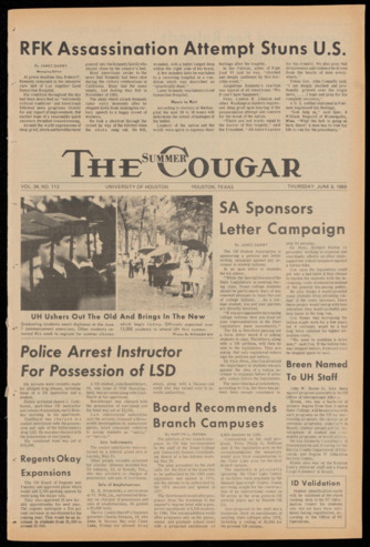 The Summer Cougar. Vol. 34. No. [112], June 6, 1968.