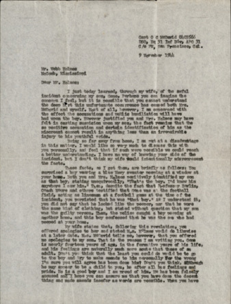 Letter from Capt. O. C. McDavid to Webb Holmes, 1944 November 9