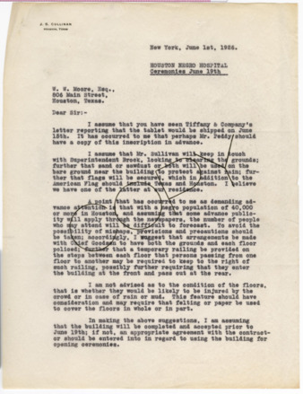 Letter from J. S. Cullinan to W. W. Moore, 1926 June 1