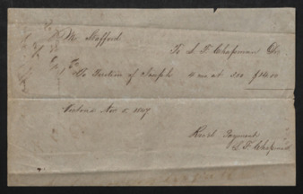 Tuition bill for Joseph Stafford for 4 months of schooling for $14