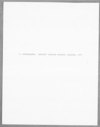 Martha Armstrong photographs for the Artists Studios Project, Houston