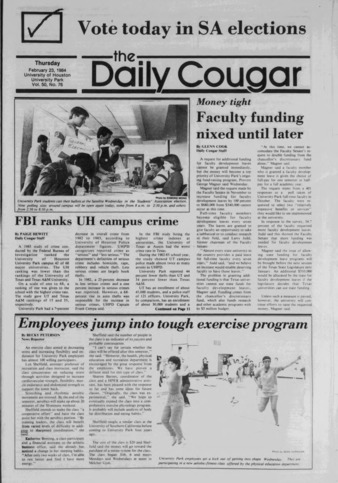 The Daily Cougar. Vol. 50, No. 76, February 23, 1984.