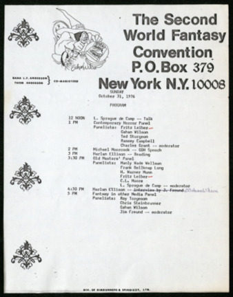 The Second World Fantasy Convention, Program