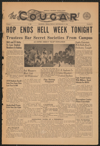 The Cougar, Vol. 7, No. 2, September 27, 1940