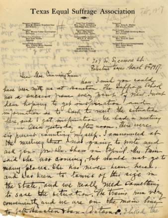 Letter from Kate Hunter to Mrs. Cunningham