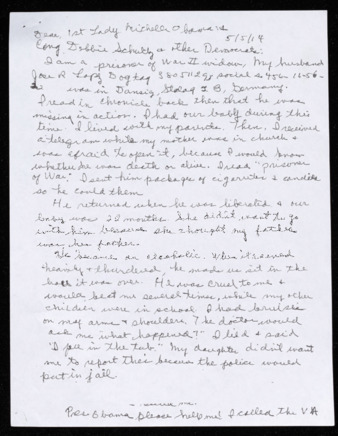 Letter from Mary S. Lopez to Michelle Obama, Debbie Schultz, and other Democrats, May 5, 2014