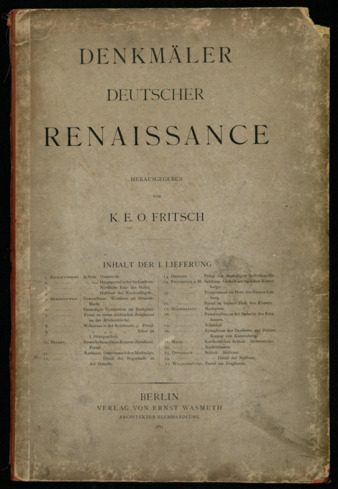 Denkmäler Deutscher Renaissance, Volume I