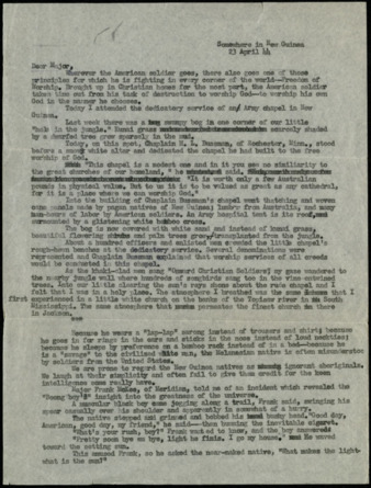 Letter from Capt. O. C. McDavid to "Major," 1944 April 23