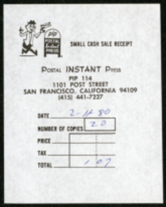 Small Cash Sale Receipt
